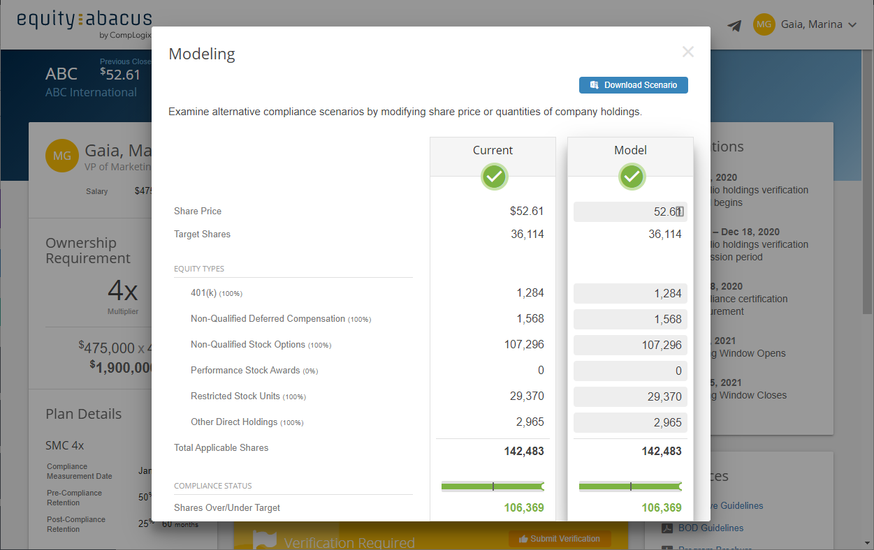 A CompLogix screenshot illustrating modeling features.